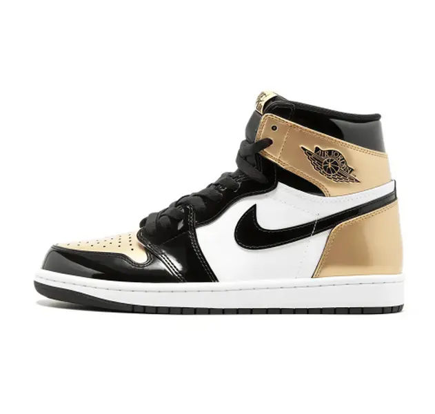 Air Jordan 1 High Gold Toe Patent High Top Sneakers Patent Leather Basketball Shoes Street Casual Footwear For Men Women
