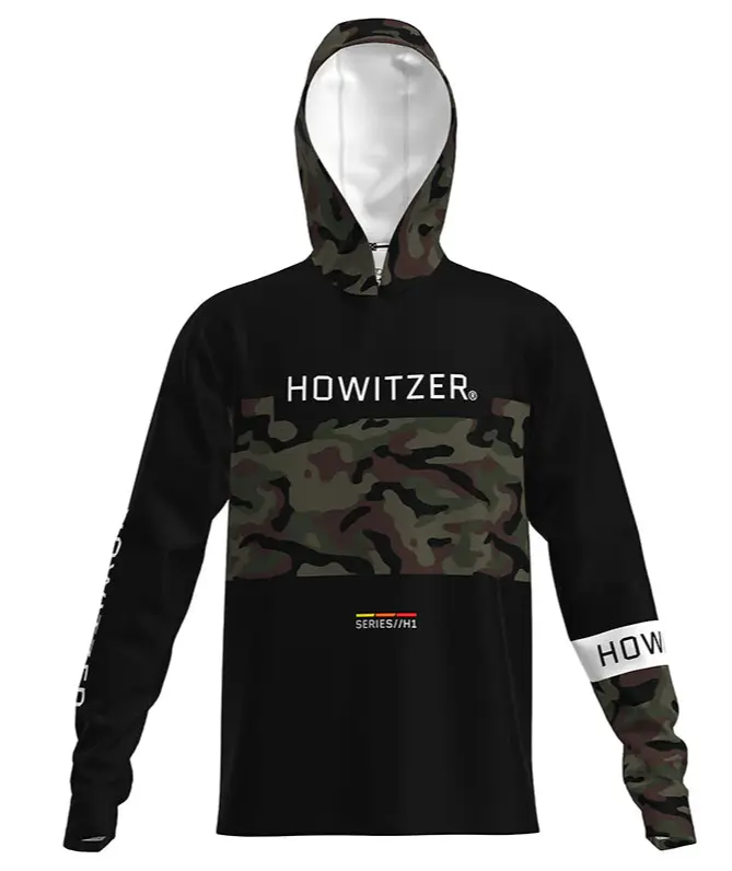 Howitzer Men's Camo Pull-On Performance Hoodie - Lightweight Biker-Style Sweatshirt, 4.4 Oz Fitted Design, DRI*LITE Sun Protection Fabric, Sun Shield, Original Art Graphic, Drip Dry
