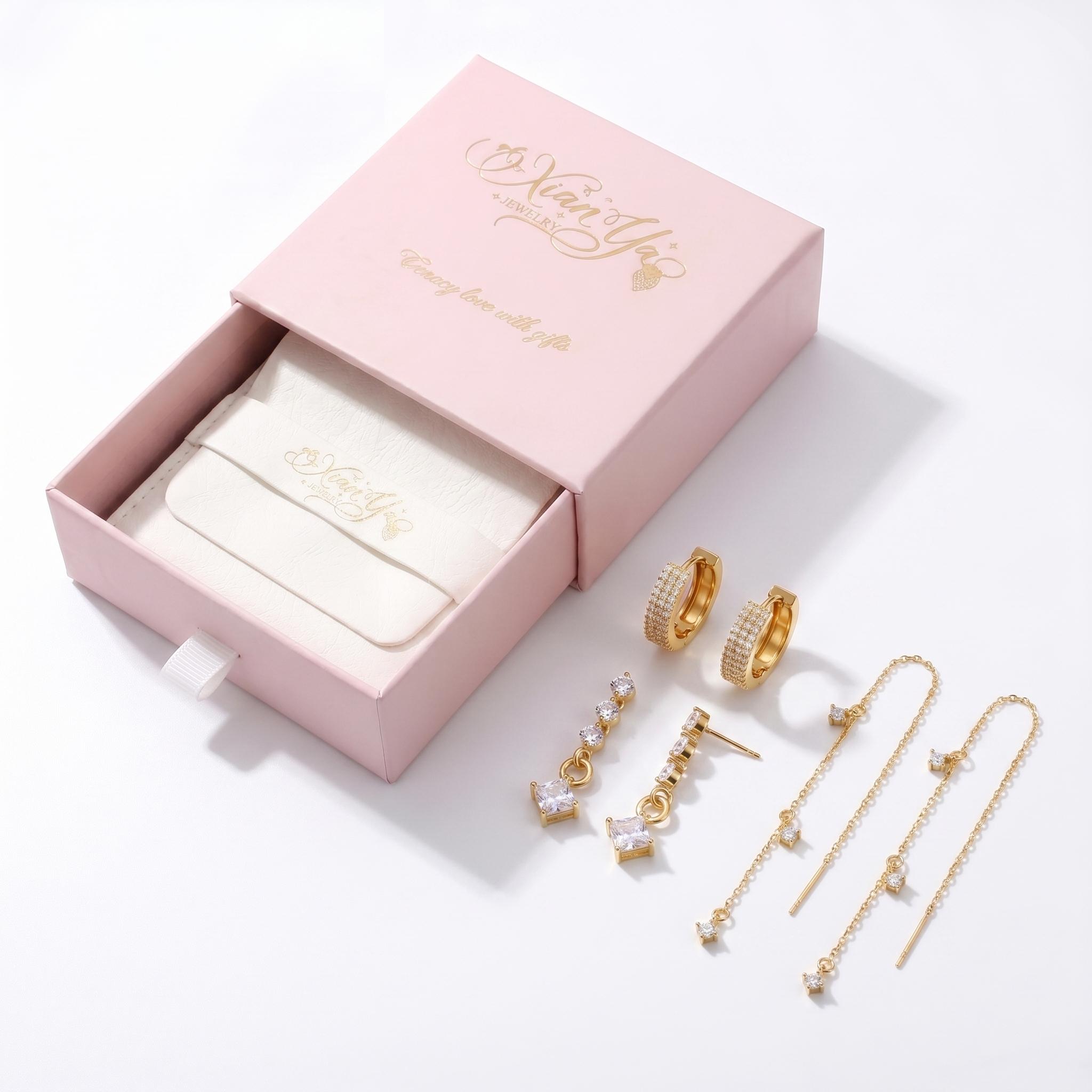 XIANYA Fine Jewelry 3 Layered Chain Dangle Earrings for Women Hypoallergenic Stud Aretes Waterproof Gift for Fashion Blackfriday