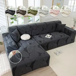 Leaf Pattern Elastic Sofa Cover, Multi-Color Options, Fits L-Shaped/standard Sofas, Boho Home Upgrade, Easy Install, Washable, Pet Friendly, Elastic Sofa Slipcover, Stretch Sofa Cover