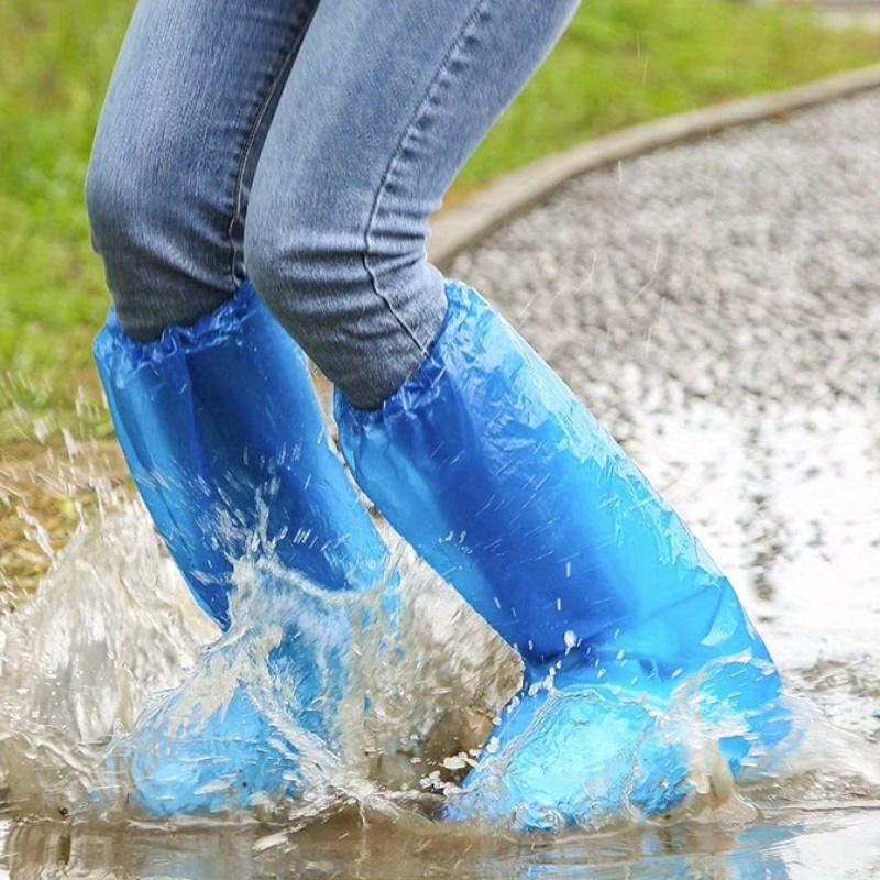 10-Pack Disposable Plastic Rain Boots, Waterproof Thickened Shoe Covers, Assorted Colors, Protective Footwear for Outdoor Use