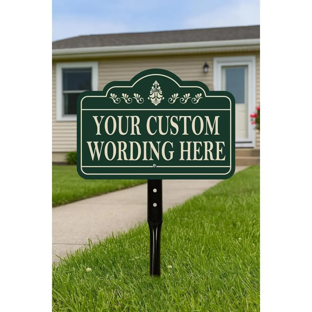 Custom Yard Sign with 16" Stake Personalized Outdoor Aluminum Sign with Your Wording Rust-Free Lawn Plaque for Home Garden or Business Durable Weatherproof Design Your Own Message