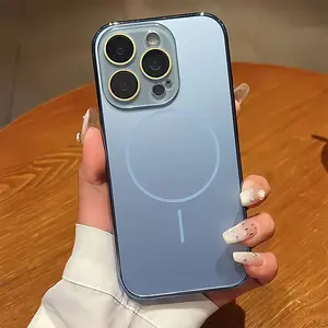 Magnetic Shockproof Matte Case Build in lens protector Anti-Fingerprint Phone Case For iPhone 16 Pro Max cases 15 14 13 12 Pro Max Wireless Cover