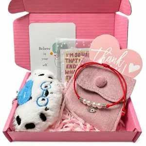Lucky Bracelet Box - Pink Theme with Pearl Bracelet, Plush Keychain, Card & Thank You Note