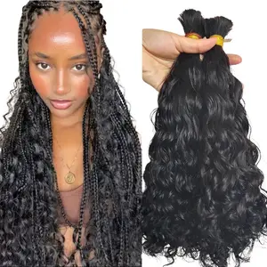 Water Wave Bulk Human Hair For Braiding Double Drawn 100% Human Hair Extensions No Weft Natural Black 100g/Bundles