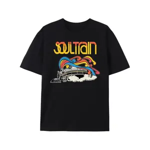[Cotton T-Shirt] Men's Cotton T-Shirt - Casual Round Neck, Short-Sleeved, Breathable Fabric for Summer Sports and Fitness, Printed, Half-sleeved, Leisure Style, Conventional Version, Four Seasons with Soul Train Graphic