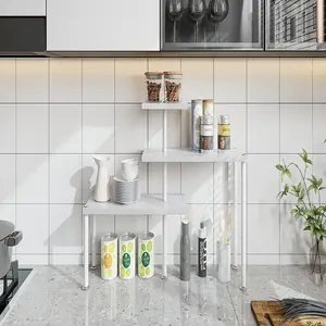 Countertop Storage Rack, Kitchen Rack, Three-Layer Removable Corner Shelf Storage Rack, Suitable For Kitchen, Bathroom, Desk, Spice Rack, Coffee Area, Above The Sink, Dressing Table