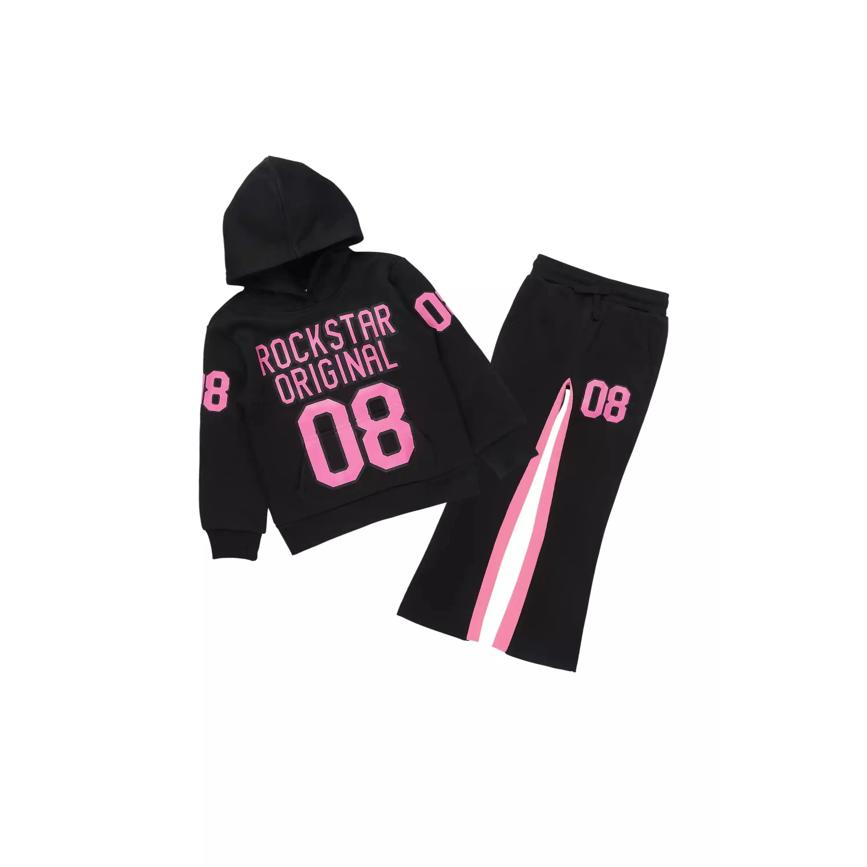 Girls Gaiea Black/Pink Jersey Stacked Track Set
