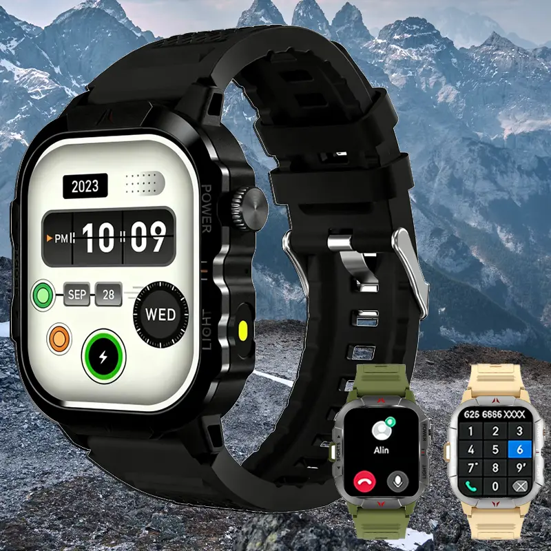IP68 2.01" HD Smart Watch for Men with AI Voice Control, Call & Dial Integration, 100+ Sports Modes Fitness Tracker, LED Lighting Effects, Multi-Function Smartwatch, Android & iPhone Compatible, Plus Two Bonus Silicone Straps