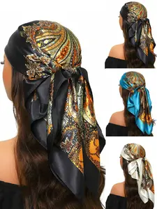 Paisley Print Square Scarf, Fashionable Soft Comfortable Breathable Scarf for Women & Men, Casual Versatile Scarf for Daily Wear