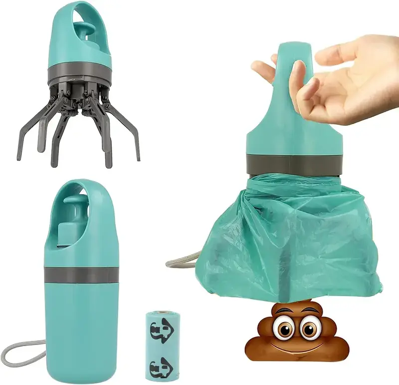 Portable Pet Poop Scooper with  Dog Waste Bag Holder & Dispenser for Outdoor Use Compact Design Essential Pet