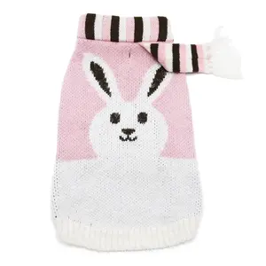 Bunny with Striped Scarf Design Easter Spring Dog Sweater