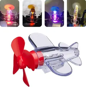 Wind-Driven LED Aircraft Propeller, Waterproof Transparent Luminous Small Aircraft, Self-Adhesive Luminous Rotating Helicopter Toy, Suitable for Motorcycle Bicycle Helmet Car Decoration