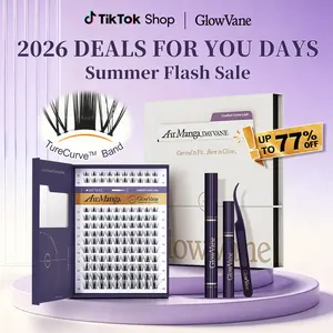 AirManga | GlowVane TrueCurve Lash Clusters Kit Fairy Spikey 0.03mm Curved Band Soft Lightweight 8-18mm D Curl DIY Lash Extensions for Beginners #DealsForYouDays