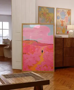 Floral Wall Art, Pink Wall Decor, Colorful Maximalist Fine Art Print, Trendy Home Decor, Pink Apartment Decor, Wall Art, Art Prints, Trendy