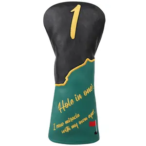 Craftsman Golf Hole-in-One Driver Headcover, Color-Block Classic Leather, Lucky Gift for Golfers