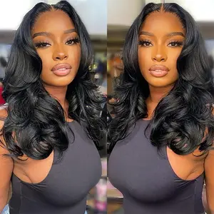 Celie Hair Human Hair Face-Framing Curtain Bangs Loose Body Wave 6×5 Glueless HD Lace Wig with Layers Ready To Go Wig