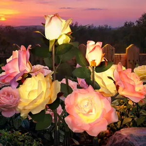 【SummerVibes】GIGALUMI Solar Lights Outdoor for Garden Decor, Solar Flower Lights Waterproof, 2 Lighting Modes 9 Roses for Pathway,Yard, Patio Decoration, Gardening Gifts for Women