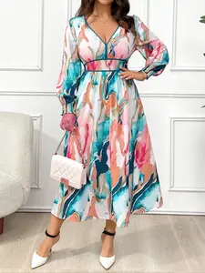 Plus Size Women's New Long Sleeve Dress, Elegant Casual Boho Bohemian Fashion, Comfortable Fit, Perfect for Daily Wear & Special Occasions