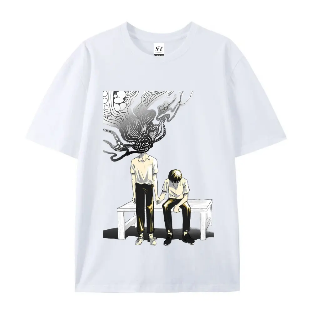 The Summer Hikaru Died Hikaru and Yoshiki Holding hands Oversized Casual Men's Letter Pattern Printed T-Shirt