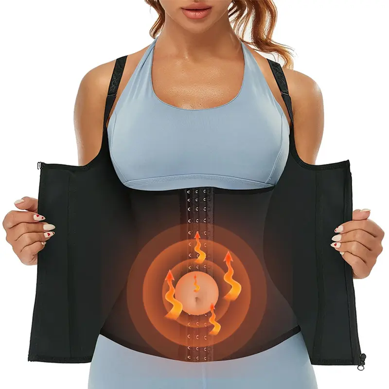 Women's Plus Size Body Shaper Corset - Lightweight Pleated Longline Tank Top with Full Front & Rear Compression, Zipper, Built-in Padded Bra, Adjustable Straps, Scoop Neck, High Waist Cincher, All-Day Cozy Feeling, Casual Basics, M