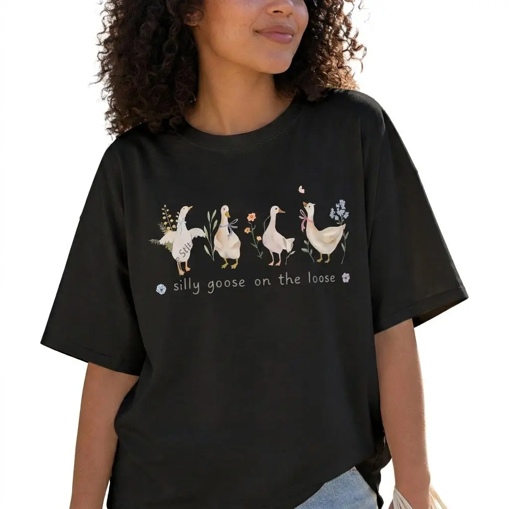 Silly Goose On The Loose Shirt Women Funny Graphic Tee Plus Size