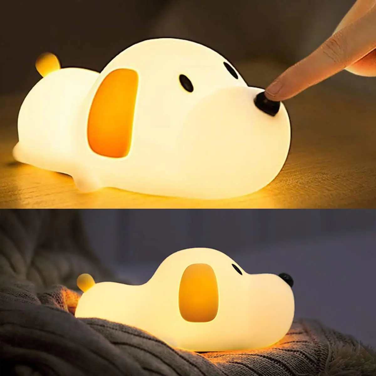 Kids Night Light,Cute Soft Silicone Dog Lamp Dimmable Nursery Portable Puppy Kawaii Lamps,Bedside Lamp for Baby and Toddler,Boy Girls