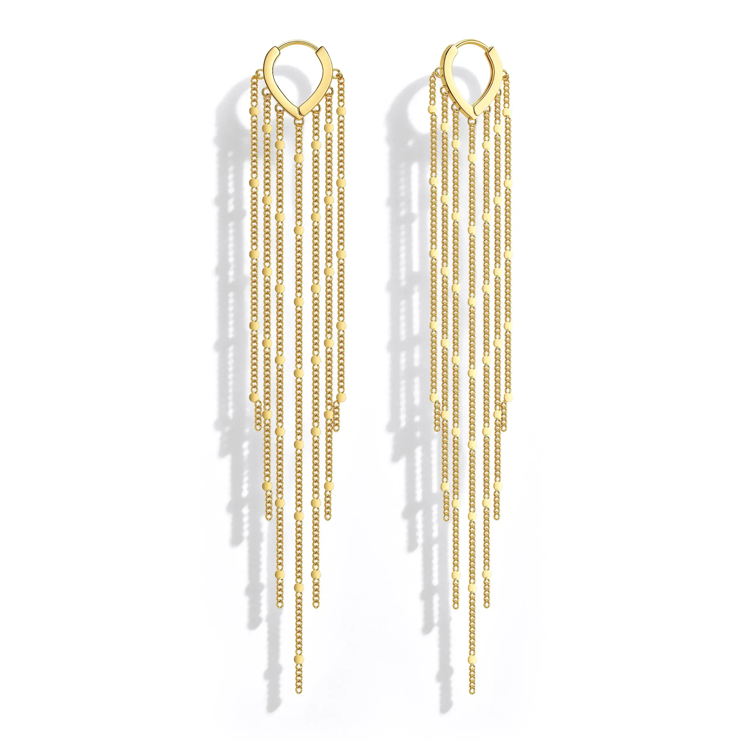 Tewiky 14K Gold Plated Long Tassel Earrings for Women,Chain Tassel Threader Earrings Trend Dangling,Trendy Hypoallergenic Bride Party Prom Jewelry and Women Gifts For Mother's Day gifts