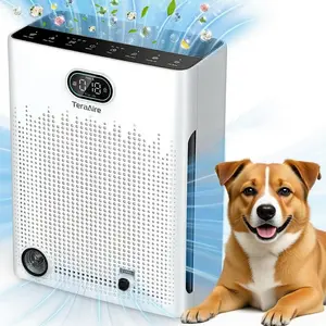 TeraAire Air Purifier for Large Rooms 2200 Ft² Real-Time PM2.5 Display Ultra-Quiet Sleep Mode Pet Hair & Odor Control with Aroma Pad & Timer