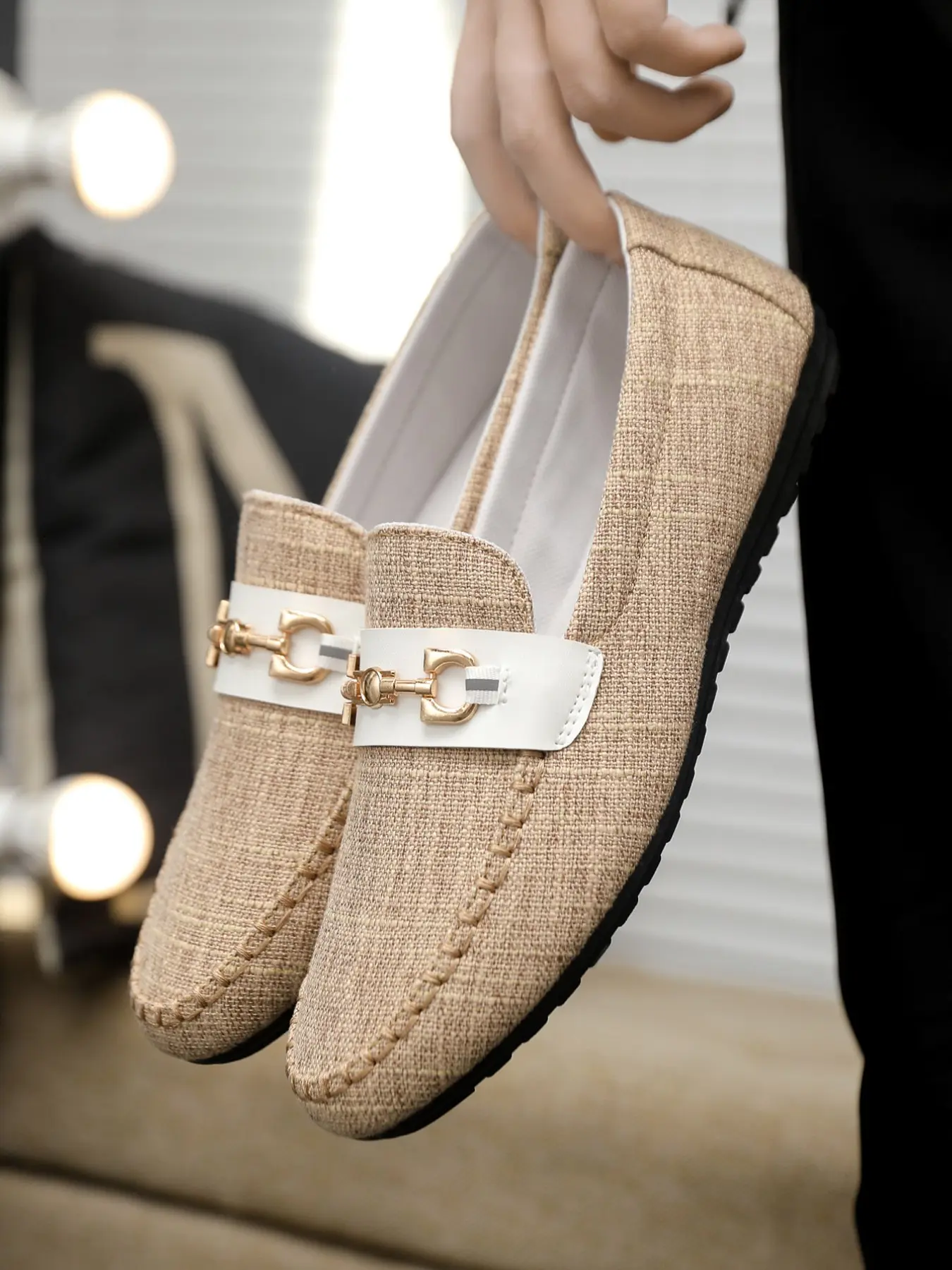 Men's Summer New Arrival Loafers, Korean Style Casual Linen Footwear, Soft Sole Slip-On Flat Shoes, Comfortable Men's Shoes