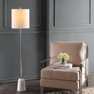 JONATHAN Y Lincoln Modern Marble/Metal LED Floor Lamp; for Living Room, Bedroom, Kitchen, Office