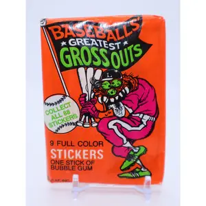 1988 Leaf Baseball’s Greatest Grossouts Wax Pack (9 Stickers)