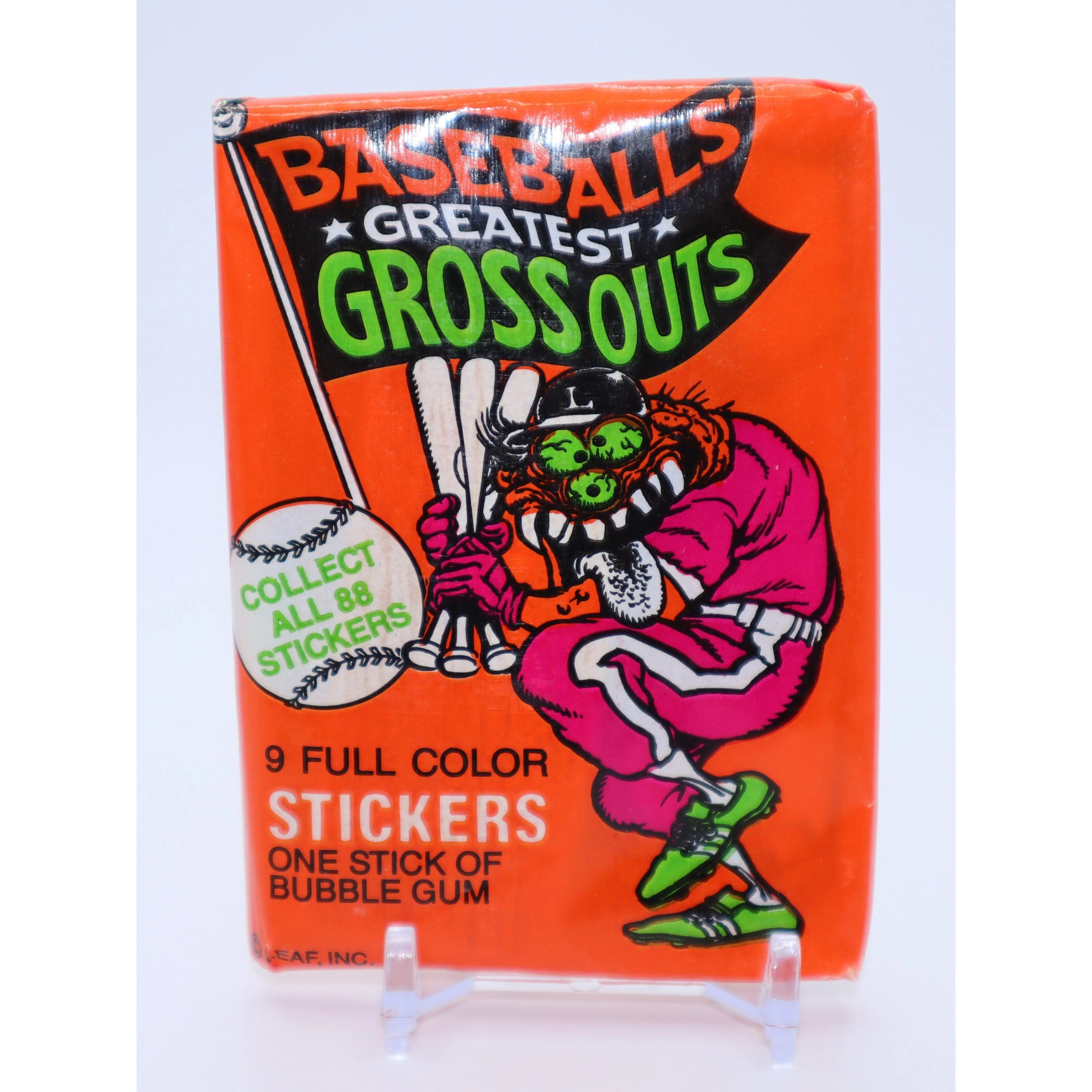 1988 Leaf Baseball’s Greatest Grossouts Wax Pack (9 Stickers)
