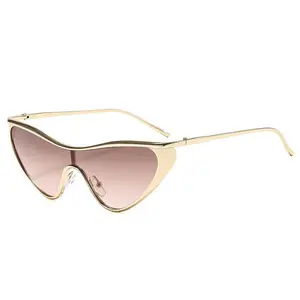 Women's Oversize Shape Metal Frame Sunglasses Large-Size Sun-Protective Stylish Outdoor Eyewear Single Pair for Daily Travel Use Sports Outdoor Leisure Equipment