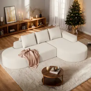 Eyisean 108.5" Chenille Upholstered Corner Sofa with Right Chaise, 3-Seater L Shaped Boneless Modular Couch with Pillow, No Assembly Required, Comfy Boneless Sofa for Living Room/Bedroom