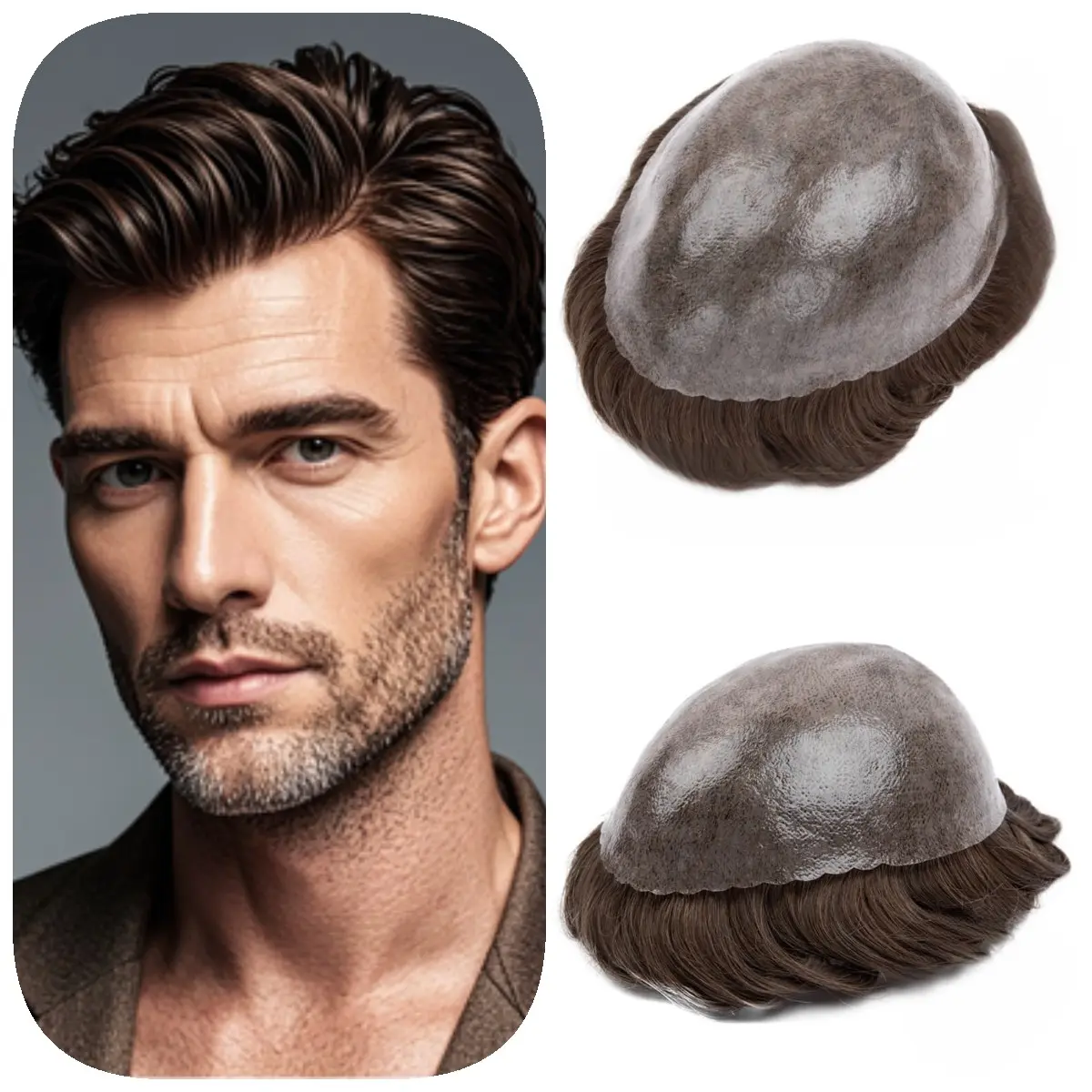 Histoupee 0.12mm Thin Skin Natural Black I Skin Human Hair Toupee for Men