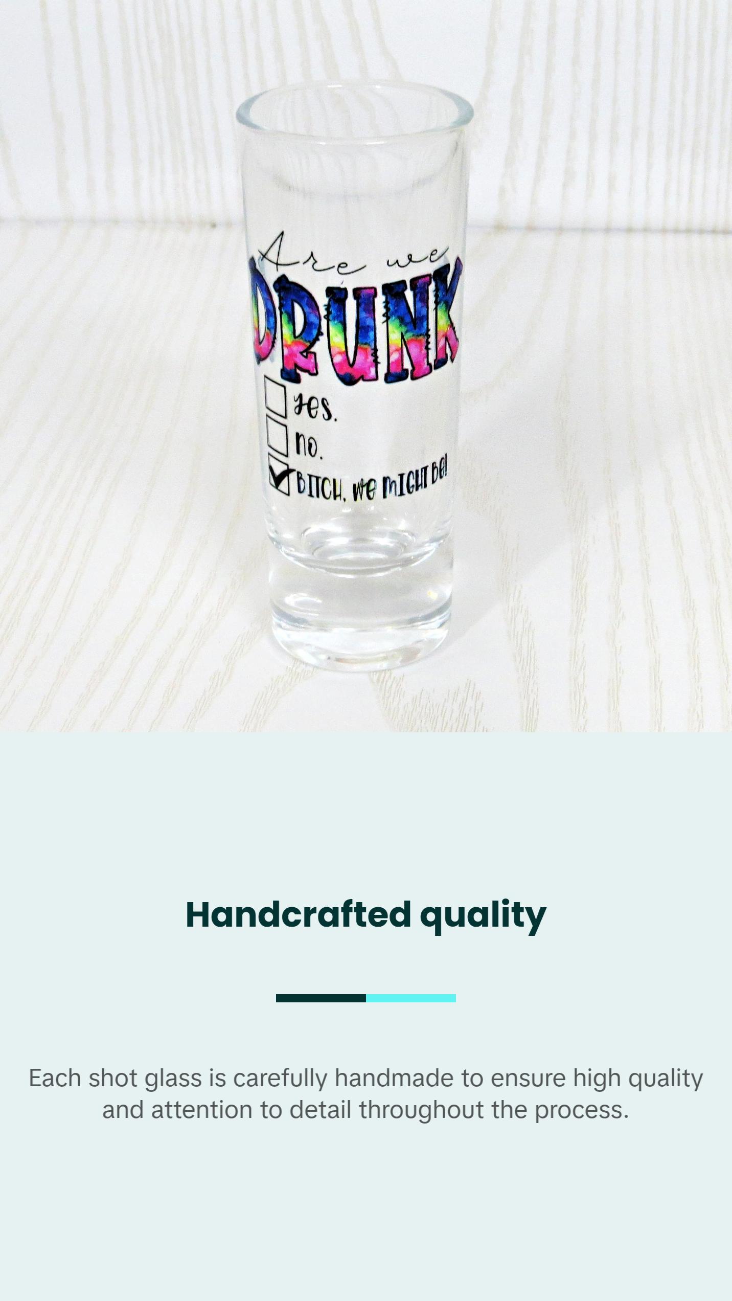 "Are We Drunk We Might Be" 2 oz Shot Glass - Funny Inappropriate Drinking Gift for Adults - Kitchen Drinkware Accessory