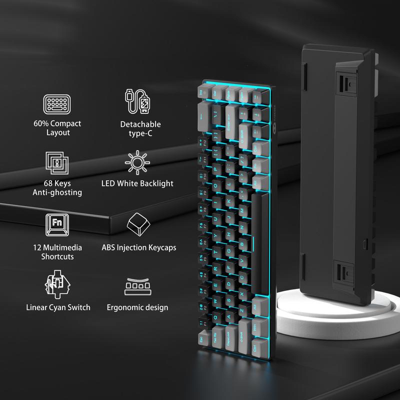 MageGee MK-Box 60% Compact Mechanical Gaming Keyboard, LED Backlit 68 Keys Portable Mini Wired Office Keyboard with Brown Switches for Windows Laptop PC Mac