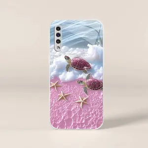 Cute tropical summer vacation phone case, clear coastal island ocean bumper for Galaxy A50 — 975