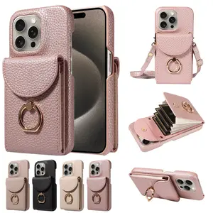 Applicable for Apple mobile phone protective cases, lychee-pattern leather protective covers, accordion-style finger rings, and business card holders.