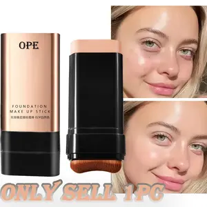Dual-Head Concealer Foundation Stick with Brush, High Coverage Hydrating Natural Finish, Lazy Makeup Base, Solid Form, Non-Toxic, Flawless Base Foundation