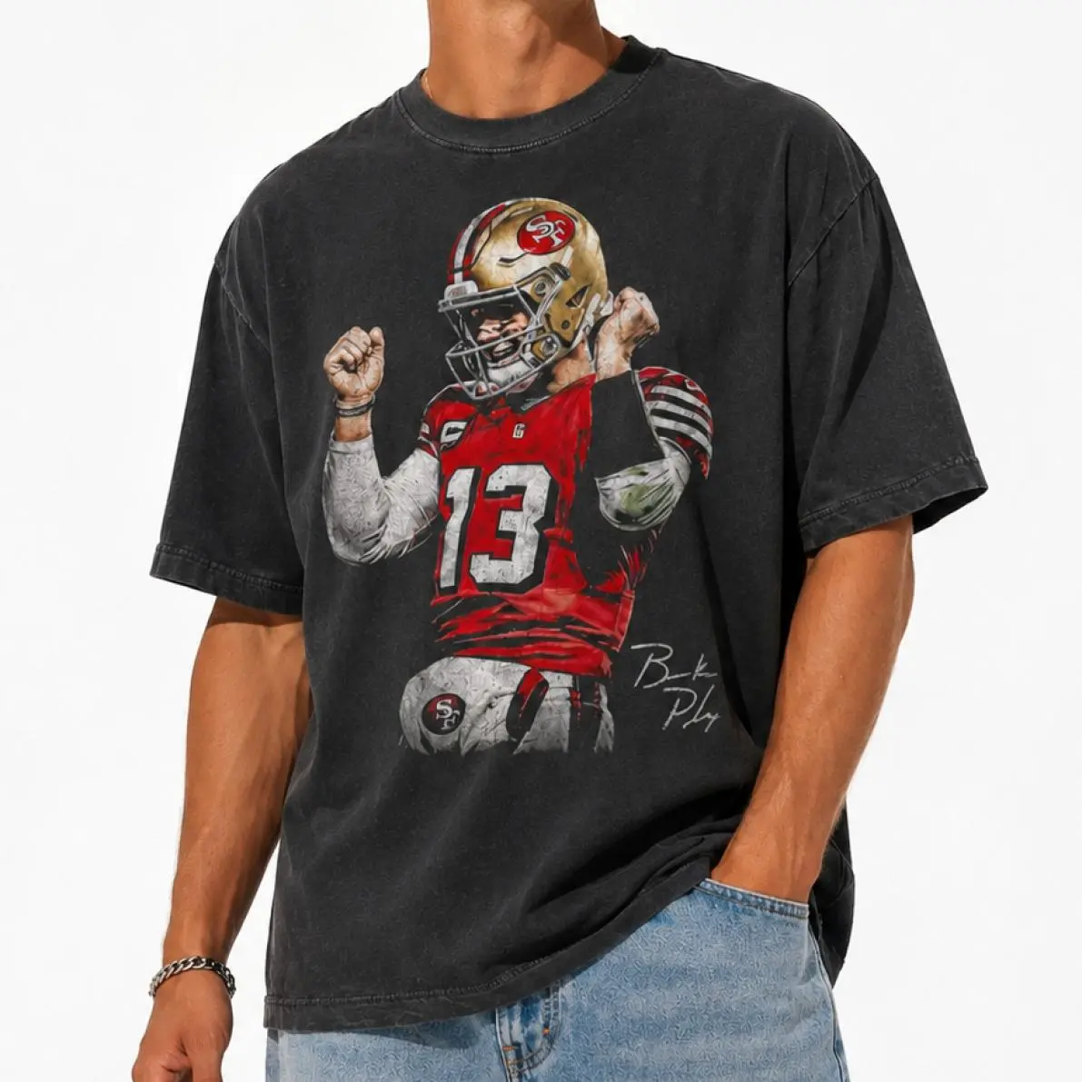 Brock Purdy Vintage Washed Shirt, San Francisco Graphic Tee, Vintage Football T-Shirt, Retro Quarterback Fan Shirt, Brock Purdy Fan Gift, Game Day Tee, Simple Look, Easy to Match, Gift For Him, Gift For Her