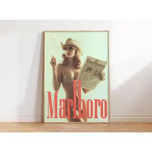 [SALE UP TO 40%] [Unframed] Vintage Marlboro Poster, Marlboro Ad, 90s Eclectic Wall Decor, Maximalist Decor, Quirky Wall Art, Cool Apartment Decor, Trendy Poster