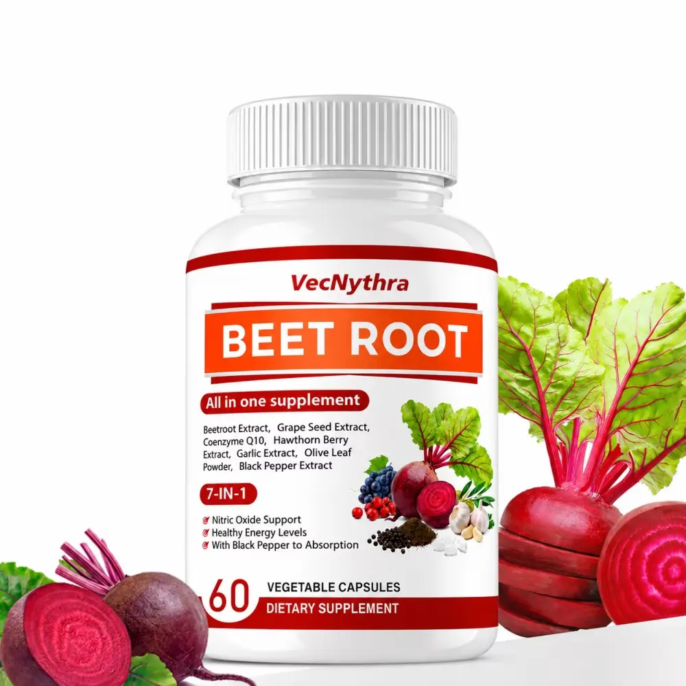 VecNythra Beetroot Capsules,  Beetroot Extract with CoQ10 & Grape Seed Extract, Energy & Nutrition Support