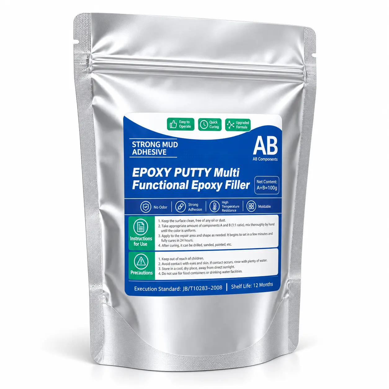 Steel-Reinforced High-Strength Epoxy Putty - Moldable, Waterproof, Heat-Resistant Repair Compound for Pipe Leaks, Metal Cracks, Wood, PVC