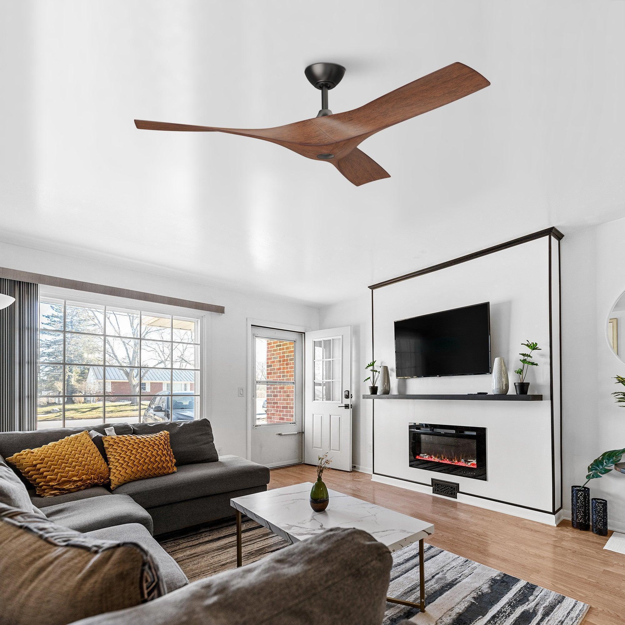 52" Windmill Industrial Ceiling Fan with Remote, DC Motor Reversible Downrod Mount