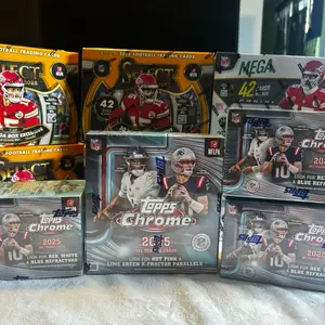 1 BOX CHROME MEGA 3  TOPPS CHROME BLASTERS  Trading Cards 2 Prizm Megas Official NFL Product tlk card break 4 select mega box football Random Team card