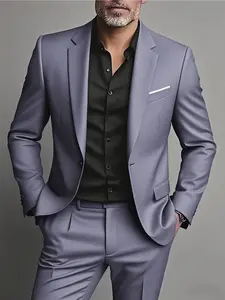 Men'S 2pcs Classic Suit Set - Formal Wear - High-Quality, Comfortable Fit, Stylish Long Sleeve Jacket and Pants Combination, Suitable for Weddings, Parties, Formal Events, Business Meetings, and Special Occasions
