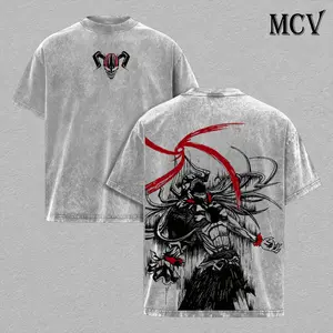 Oversize Breathable Casual Drape Short-Sleeve Bleach Ichigo Vasto Lorde Hollow Form Dark Transformation Graphic Vintage Washed Sports Top