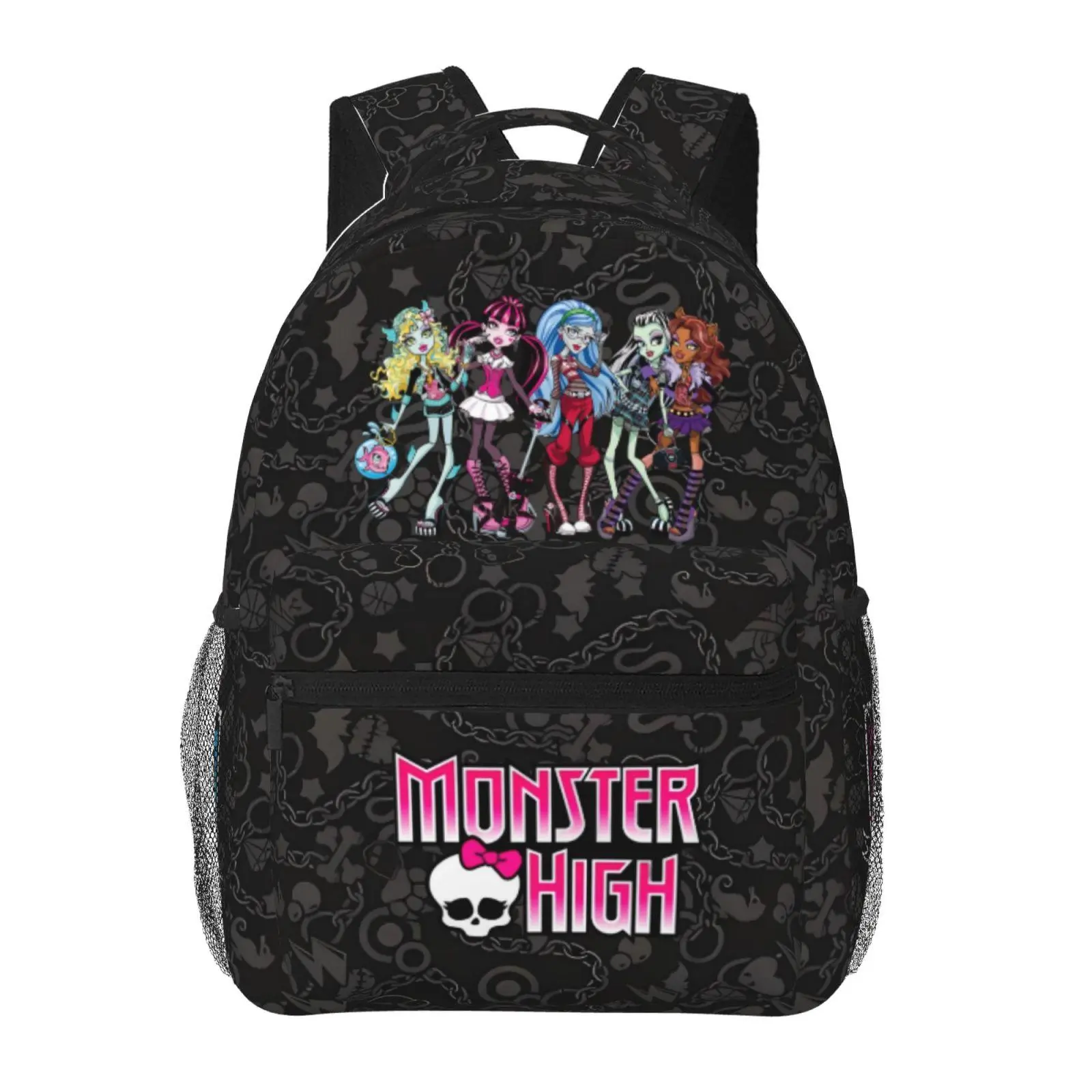 Cute Monster high Print Backpack for Women Monster high dolls Cushioned Laptop Backpack Multi Zipper Pocket Daypack Travel Bag Gift